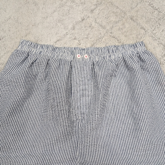 Free People Shorts Womens S Blue Stripe Cloud Nine Boxers Searsucker Lounge - Picture 2 of 8